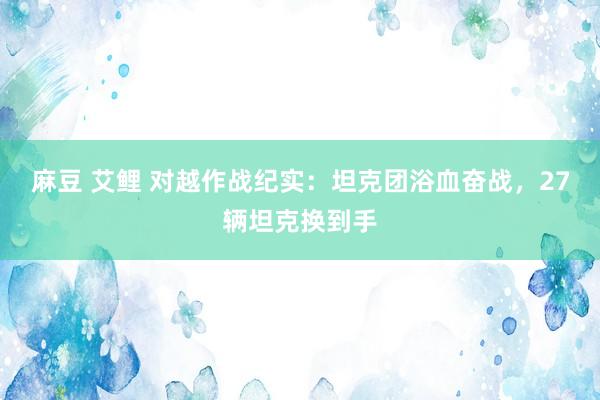 麻豆 艾鲤 对越作战纪实：坦克团浴血奋战，27辆坦克换到手