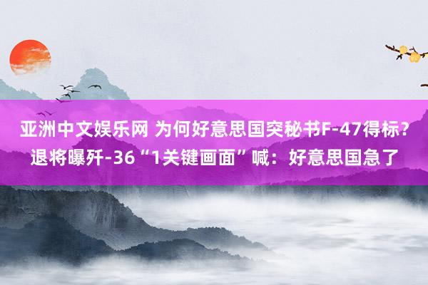亚洲中文娱乐网 为何好意思国突秘书F-47得标？退将曝歼-36“1关键画面”喊：好意思国急了