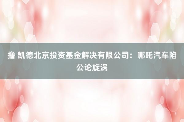撸 凯德北京投资基金解决有限公司：哪吒汽车陷公论旋涡