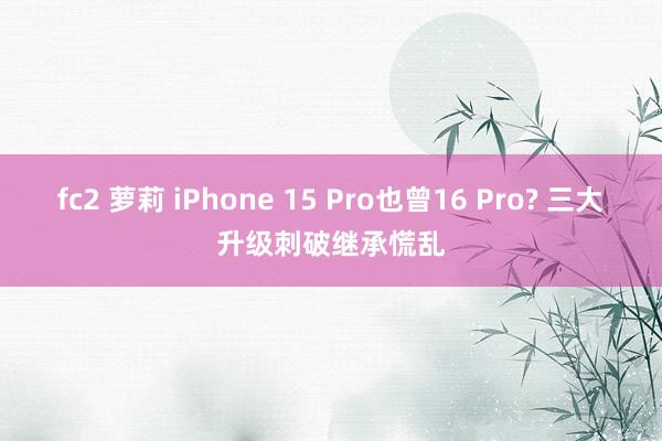 fc2 萝莉 iPhone 15 Pro也曾16 Pro? 三大升级刺破继承慌乱
