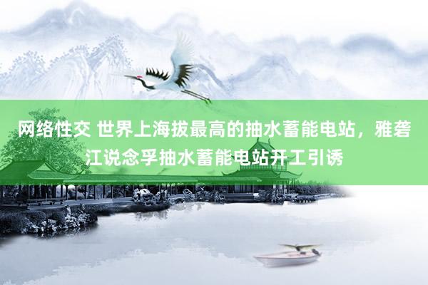 网络性交 世界上海拔最高的抽水蓄能电站，雅砻江说念孚抽水蓄能电站开工引诱