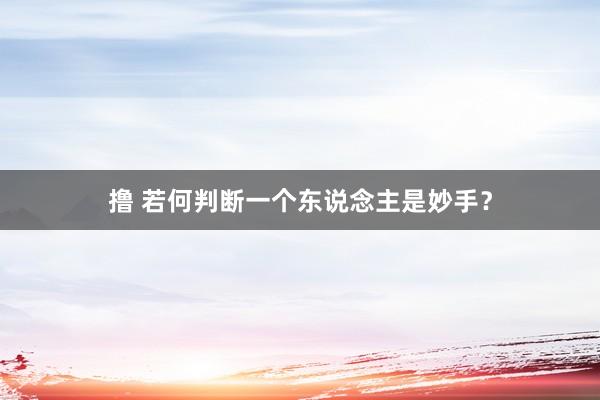 撸 若何判断一个东说念主是妙手？